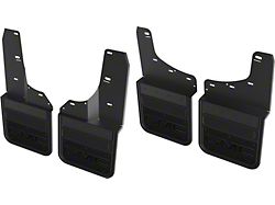 2-Inch Offset Black Wrap No-Drill Mud Flaps with Anodized GMC Logo; Front and Rear (24-26 Sierra 2500 HD AT4X)