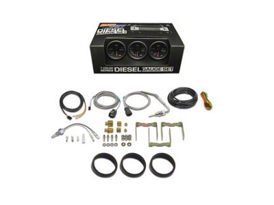 3-Gauge Diesel Truck Set; 60 PSI Boost/1500-Degree Pyrometer EGT/Transmission Temperature; Black 7 Color (Universal; Some Adaptation May Be Required)
