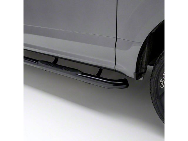 3-Inch Stainless Round Side Step Bars; Black (07-19 Sierra 2500 HD Crew Cab)