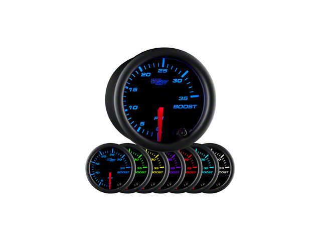 35 PSI Boost Gauge; Black 7 Color (Universal; Some Adaptation May Be Required)