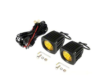 3.50-Inch Square Yellow LED Pod Lights; Combo Beam (Universal; Some Adaptation May Be Required)