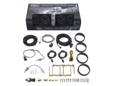 4-Gauge Diesel Truck Set; 60 PSI Boost/1500-Degree Pyrometer EGT/Transmission Temperature/100 PSI Fuel Pressure; Black 7 Color (Universal; Some Adaptation May Be Required)