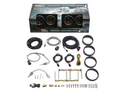 4-Gauge Diesel Truck Set; 60 PSI Boost/2400-Degree Pyrometer EGT/Transmission Temperature/100 PSI Fuel Pressure; Black 7 Color (Universal; Some Adaptation May Be Required)