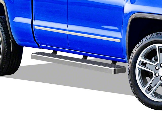 4-Inch iStep Running Boards; Hairline Silver (07-19 Sierra 2500 HD Extended/Double Cab)