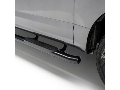 4-Inch Oval Side Step Bars; Black (07-19 Sierra 2500 HD Extended/Double Cab)