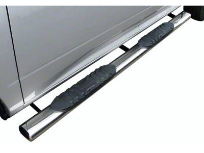 5-Inch Straight Oval Side Step Bars; Rocker Mount; Stainless Steel (07-19 Sierra 2500 HD Crew Cab)