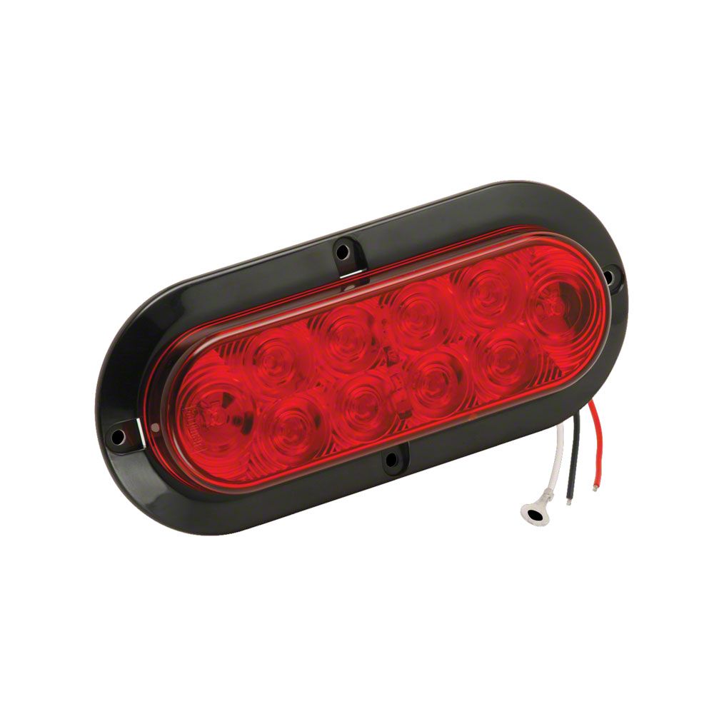 Sierra 2500 6Inch Red Oval LED Surface Mount Light with Black Flange Base