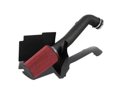 Aluminum Cold Air Intake with Red Filter and Heat Shield; Black (01-04 6.6L Duramax Sierra 2500 HD)