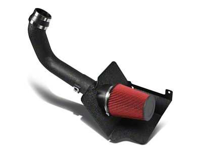 Aluminum Cold Air Intake with Red Filter and Heat Shield; Black (04.5-05 6.6L Duramax Sierra 2500 HD)