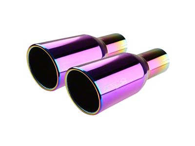 Angled Cut Round Exhaust Tips; 3.80-Inch; Burnt Purple Tip (Fits 2.50-Inch Tailpipe)