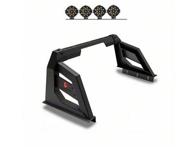 Armour Roll Bar with 7-Inch Black Round LED Lights; Black (07-25 Sierra 2500 HD)