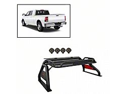 Atlas Roll Bar with 7-Inch Black Round LED Lights; Black (07-23 Sierra 2500 HD)