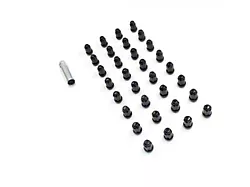 Black 6-Spline Lug Nut Kit; 14mm x 1.5; Set of 32 (07-24 Sierra 2500 HD)