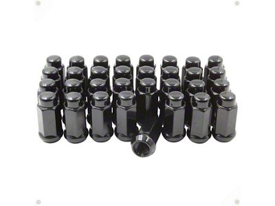 Black Bulge Acorn Lug Nut Kit; 14mm x 1.5; Set of 32 (07-25 Sierra 2500 HD)