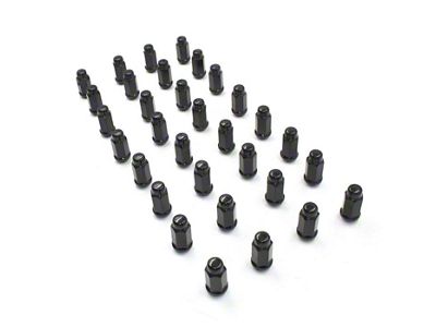 Black XL Bulge Acorn Lug Nut Kit; 14mm x 1.5; Set of 32 (07-24 Sierra 2500 HD)