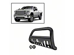 Bull Bar with 5.30-Inch Black Round Flood LED Lights; Black (20-25 Sierra 2500 HD)