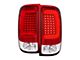 C-Bar LED Tail Lights; Chrome Housing; Red Clear Lens (07-14 Sierra 2500 HD)