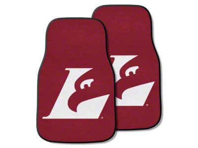 Carpet Front Floor Mats with University of Wisconsin-La Crosse Eagle and L Logo; Maroon (Universal; Some Adaptation May Be Required)