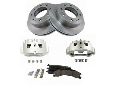 Ceramic 8-Lug Brake Rotor, Pad and Caliper Kit; Front (12-18 Sierra 2500 HD)