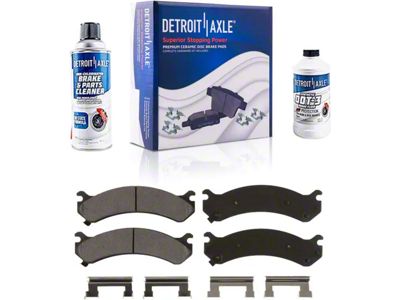 Ceramic Brake Pads with Brake Fluid and Cleaner; Front and Rear (07-10 Sierra 2500 HD)