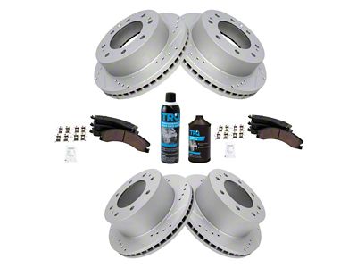 Ceramic Performance 8-Lug Brake Rotor, Pad, Brake Fluid and Cleaner Kit; Front and Rear (12-19 Sierra 2500 HD)