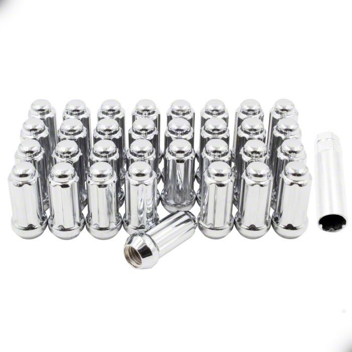 Sierra 2500 Chrome 6Spline Lug Nut Kit; 14mm x 1.5; Set of 32 (0724