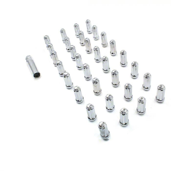 LAA 32-Piece Black 7-Spline Lug Nut Set + Key – M14x1.5 2” XL Conical Seat For GMC Savana Sierra 2500/3500 & 8-Lug Trucks