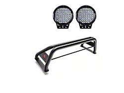 Classic Roll Bar with 9-Inch Black Round LED Lights; Black (01-25 Sierra 2500 HD)