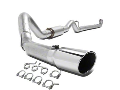 Downpipe-Back Single Exhaust System with Polished Tip; Side Exit (01-06 6.6L Duramax Sierra 2500 HD)
