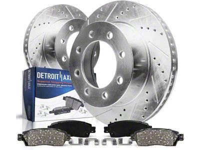 Drilled and Slotted 8-Lug Brake Rotor and Pad Kit; Front (07-10 Sierra 2500 HD)
