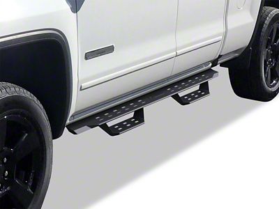 Drop Down Style Nerf Side Step Bars; Matte Black (07-19 Sierra 2500 HD Extended/Double Cab)