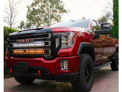 Dual 40-Inch White and Amber LED Light Bars with Grille Mounting Brackets (20-24 Sierra 2500 HD, Excluding Base & Denali)