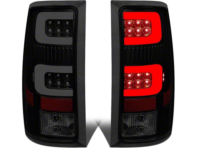 Dual C-Bar LED Tail Lights; Black Housing; Smoked Lens (07-14 Sierra 2500 HD)