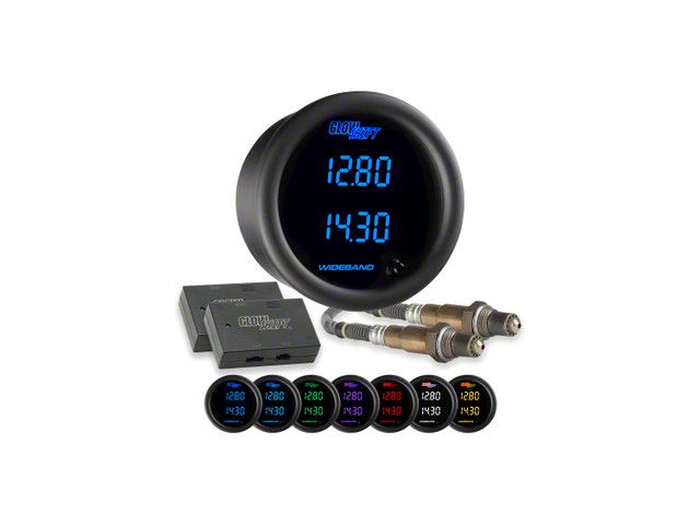 Dual Digital Wideband Air/Fuel Ratio Gauge; Black 7 Color (Universal; Some Adaptation May Be Required)
