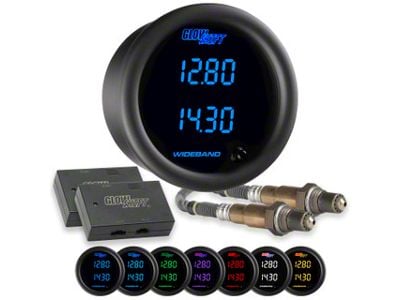 Dual Digital Wideband Air/Fuel Ratio Gauge; Black 7 Color (Universal; Some Adaptation May Be Required)