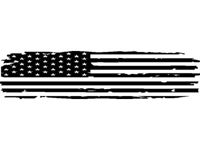 Full Rear Glass Tattered Flag Decal; Gloss Black (07-24 Sierra 2500 HD)