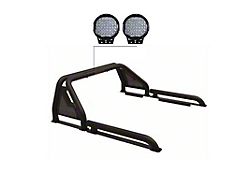 Gladiator Roll Bar with 9-Inch Red Round Flood LED Lights; Black (15-25 Sierra 2500 HD)