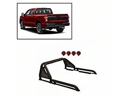 Gladiator Roll Bar with 7-Inch Red Round LED Lights; Black (07-26 Sierra 2500 HD)