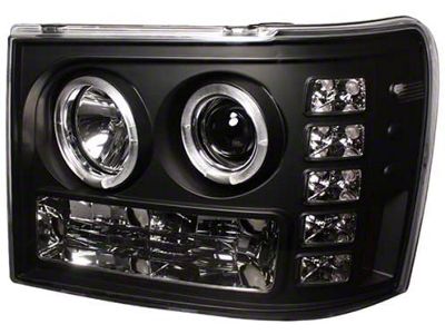 Halo Projector Headlights; Black Housing; Clear Lens (07-14 Sierra 2500 HD)