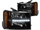 LED DRL Headlights with Amber Corner Lights; Black Housing; Clear Lens (07-14 Sierra 2500 HD)