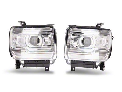 Projector Headlights with Clear Corner Lights; Chrome Housing; Clear Lens (15-17 Sierra 2500 HD w/ Factory Halogen Headlights)