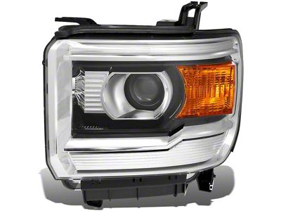 OE Style Projector Headlight; Black Housing; Clear Lens; Driver Side (15-19 Sierra 2500 HD w/ Factory Halogen Non-LED DRL Headlights)