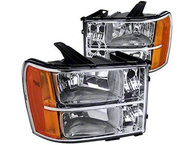 Factory Style Headlights; Chrome Housing; Clear Lens (07-14 Sierra 2500 HD)