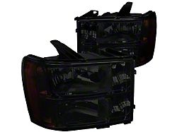 Factory Style Headlights; Chrome Housing; Smoked Lens (07-14 Sierra 2500 HD)