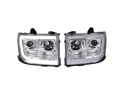 LED C-Bar Projector Headlights; Chrome Housing; Clear Lens (07-14 Sierra 2500 HD)