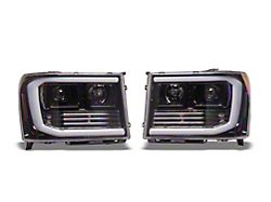 LED C-Bar Projector Headlights; Jet Black Housing; Clear Lens (07-14 Sierra 2500 HD)