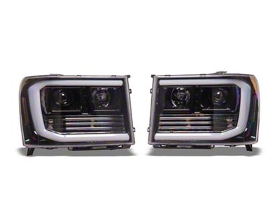 LED C-Bar Projector Headlights; Jet Black Housing; Clear Lens (07-14 Sierra 2500 HD)