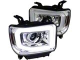 LED Bar Projector Headlights; Chrome Housing; Clear Lens (15-19 Sierra 2500 HD w/ Factory Halogen Non-LED DRL Headlights)