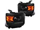 Projector Headlights; Matte Black Housing; Clear Lens (15-19 Sierra 2500 HD w/ Factory Halogen Non-LED DRL Headlights)