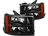 Headlights with Amber Corners; Black Housing; Clear Lens (07-14 Sierra 2500 HD)